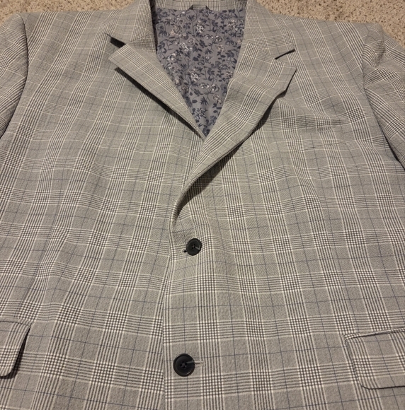 NWOT Oak Hill Men's Sport Coat Blazer 3XL 54R / 56R Gray Plaid Blue Floral - Picture 13 of 14
